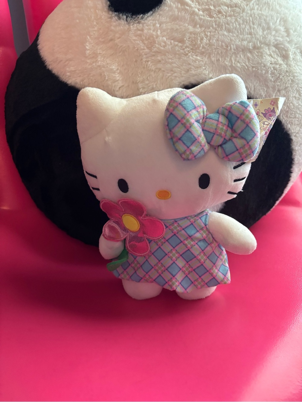Sanrio Hello Kitty 8" Easter Plush - Pastel Plaid Dress & Flower NWT - Picture 6 of 9